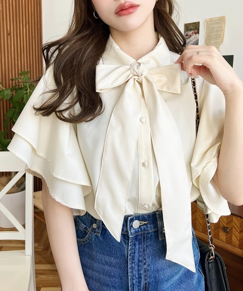 「moment+」 半袖シャツ M サックスブルー レディース_画像9