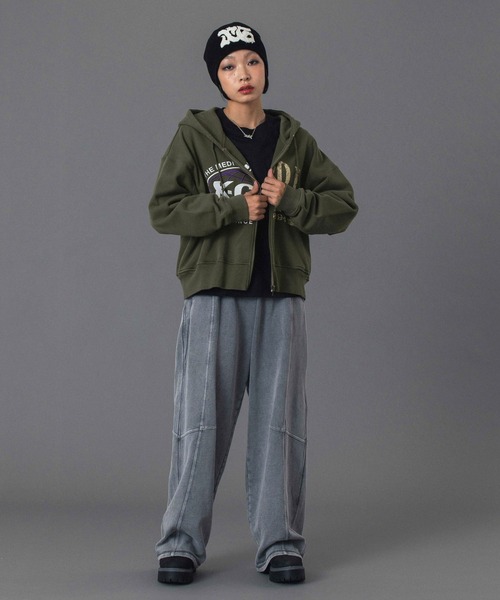 X-girl（エックスガール） パーカー PANELED GRAPHIC ZIP UP SWEAT