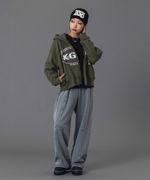 X-girl（エックスガール） パーカー PANELED GRAPHIC ZIP UP SWEAT