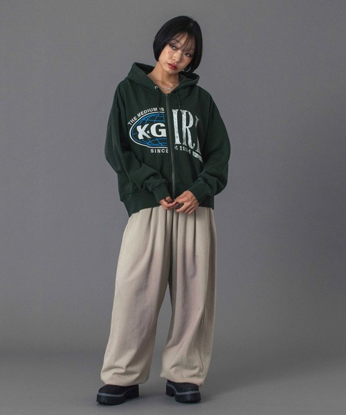 X-girl（エックスガール） パーカー PANELED GRAPHIC ZIP UP SWEAT