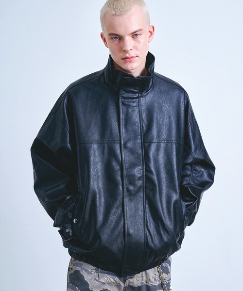 オーバーサイズ レザー 短丈 ブルゾン y2k ライダース ユニセックス オーバーサイズ レザー 短丈 ブルゾン y2k ライダース ユニセックス