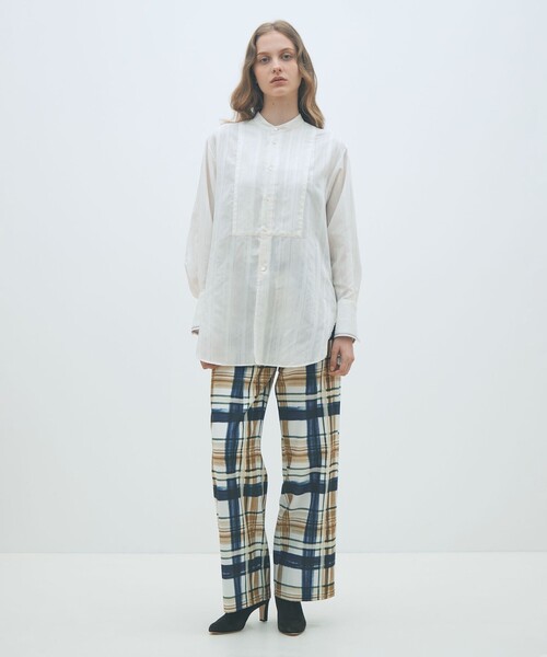 美品♪マカフィー コットンドビーコンビチュニックシャツ ゆったり ロングシャツ MACPHEE（マカフィー） ブラウス シャツ ドビーストライプ チュニック