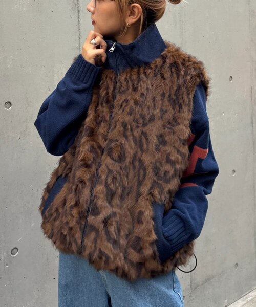 値下げ♡goaファー付きブラウンブルゾン　ベスト　袖なし 値下げ♡goaファー付きブラウンブルゾン ベスト 袖なし goa（ベスト