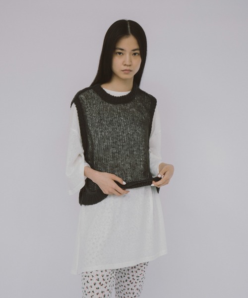 「duei」 ノースリーブニット FREE グレー レディース_画像9