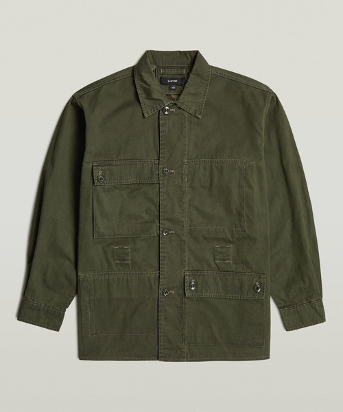 CORONA グリーンカモ　シャツジャケット Lサイズ G-STAR RAW ミリタリージャケット モッズコート Reversible Overshirt