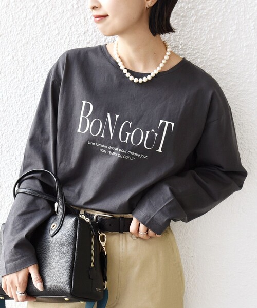 ジッパー付き ロングスリーブTシャツ　カットソー SHIPS（シップス） tシャツ ロング スリーブ プリント TEE レディース
