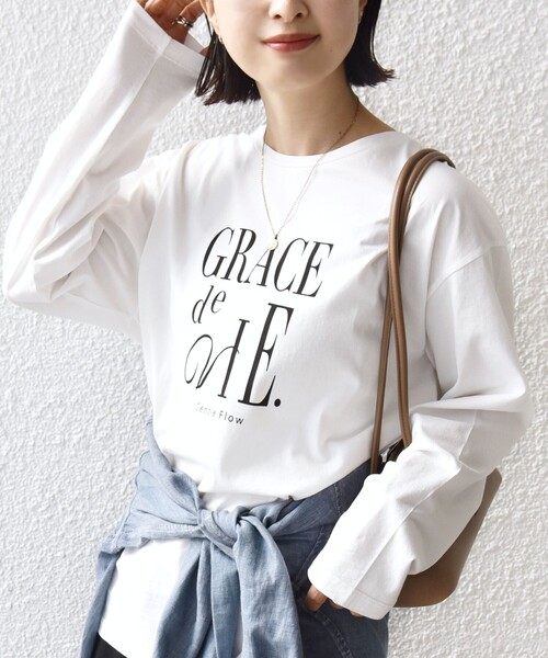 SHIPS（シップス） tシャツ ロング スリーブ プリント TEE レディース