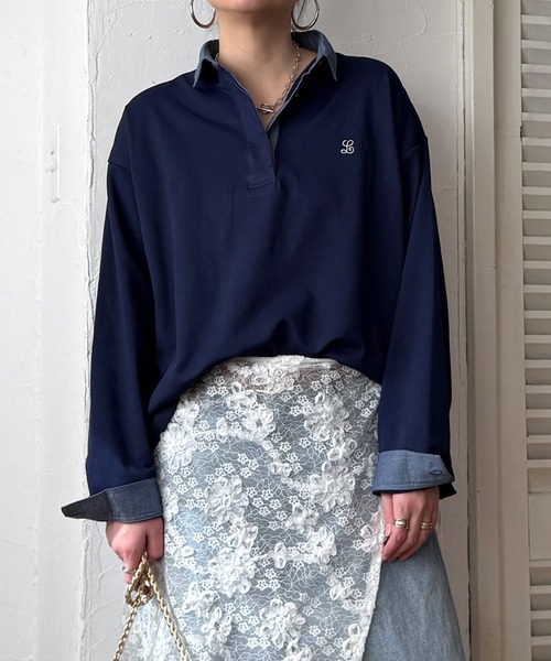 LBC（エルビーシー） tシャツ デニム襟ラガープルオーバー レディース