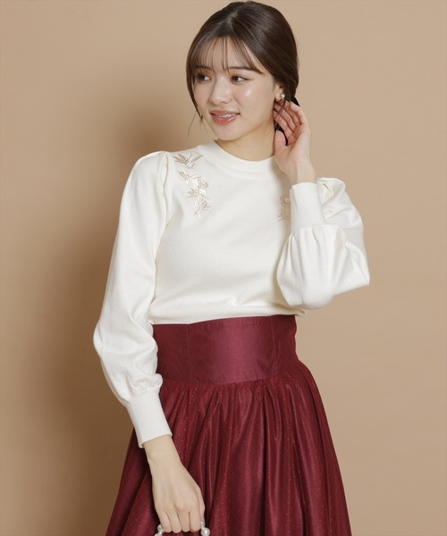 「SWINGLE」 長袖ニット MEDIUM サックスブルー レディース_画像7