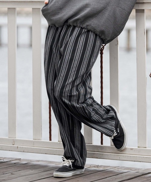 CAMBIO（カンビオ） パンツ mp14682-Stripe Wide Straight Pants 