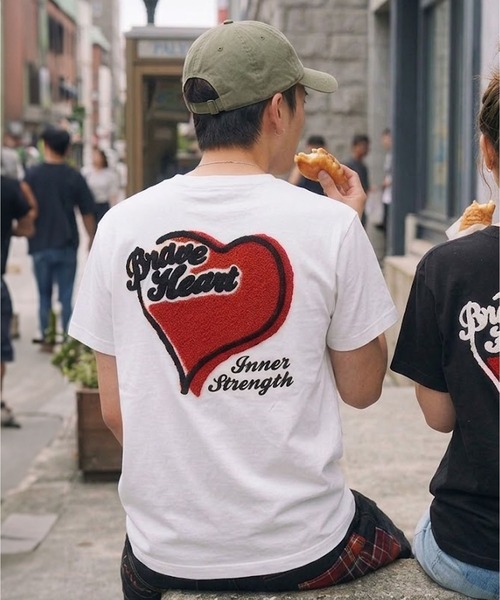 SPINNS（スピンズ） tシャツ ハートバックプリント半袖Tシャツ/サガラ 