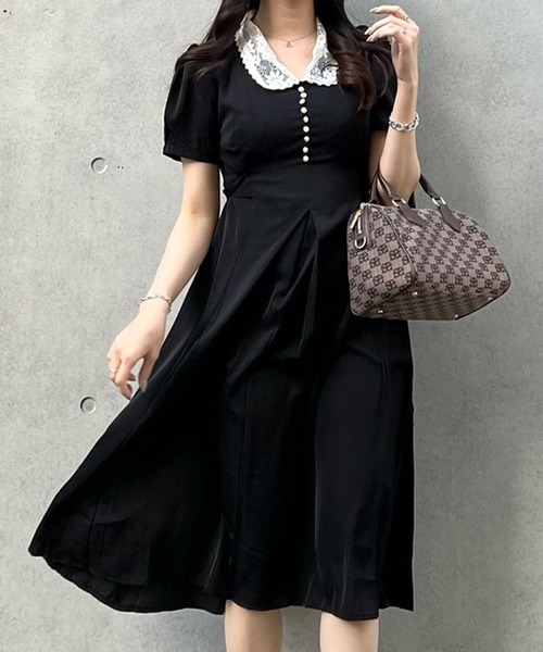 「titty&Co. PETIT」 半袖ワンピース MEDIUM ブラック レディース_画像4