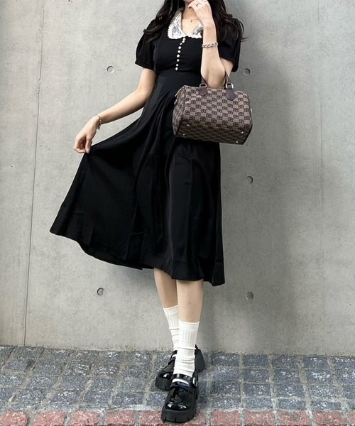 「titty&Co. PETIT」 半袖ワンピース MEDIUM ブラック レディース_画像5