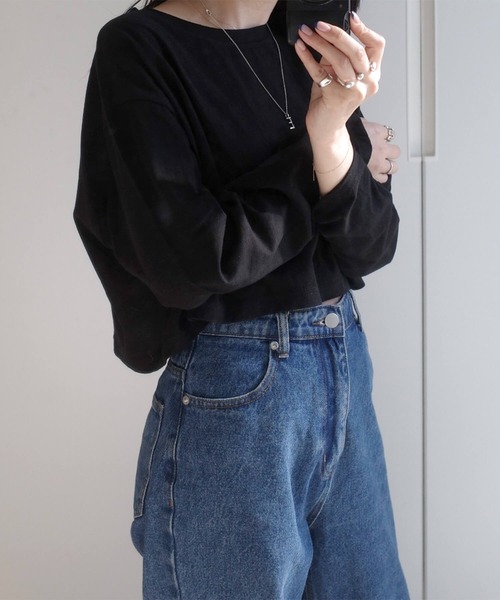 I-SOOK（アイスー） tシャツ クロップドスタンダードロングTシャツ(eri
