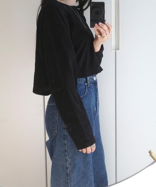 I-SOOK（アイスー） tシャツ クロップドスタンダードロングTシャツ(eri