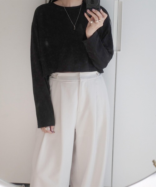 I-SOOK（アイスー） tシャツ クロップドスタンダードロングTシャツ(eri