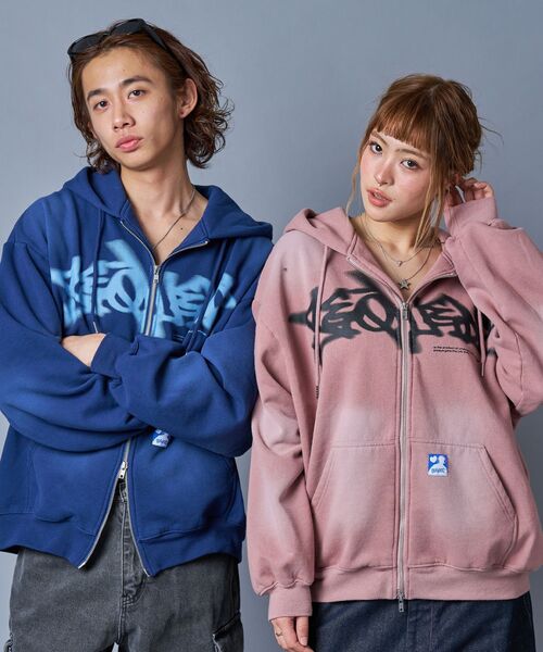 「SEQUENZ」 ジップアップパーカー SMALL ブラウン メンズ_画像3