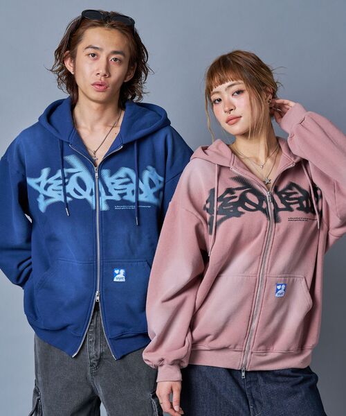「SEQUENZ」 ジップアップパーカー SMALL ブラウン メンズ_画像5