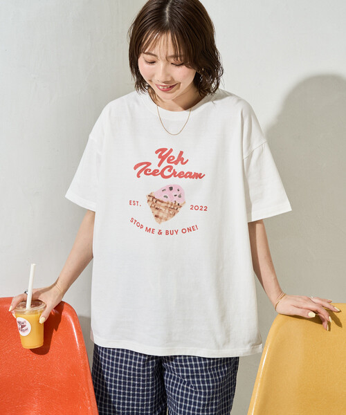 H*p様 期間限定売り切りセール ウサギアイスクリームTシャツ FREAK'S STORE（フリークスストア） tシャツ 限定展開 別注 YEH! ice