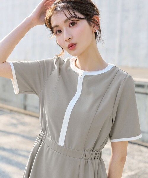 Tiaclasse ワンピース 半袖 配色フレアワンピース : ZOZOTOWN Yahoo!店