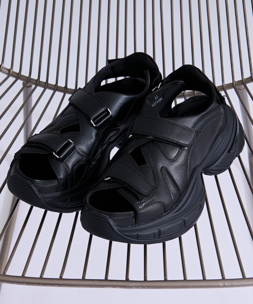Ellno Loset（エルノロゼット） 厚底 サンダル ダブルベルトボリューム
