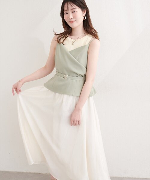 natural couture ワンピース カシュクールドッキングキャミワンピース