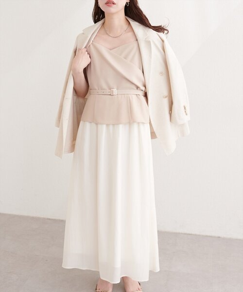 natural couture ワンピース カシュクールドッキングキャミワンピース