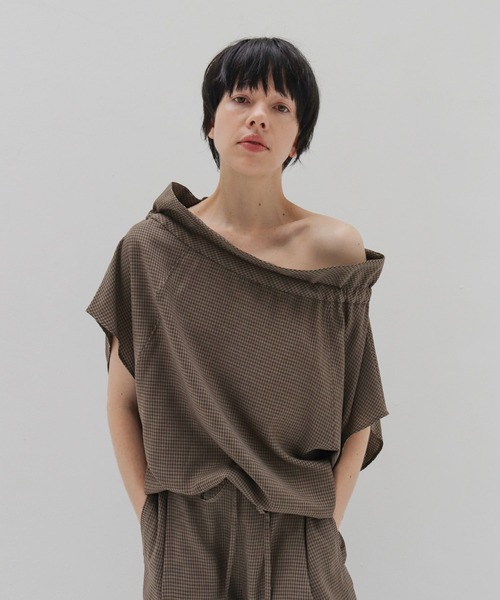 DRESSLAVE ドレスレイブ　2WAY フリル　ブラウス 半袖　シャツ DRESSLAVE（ドレスレイブ） ブラウス シャツ gingham check 2way off
