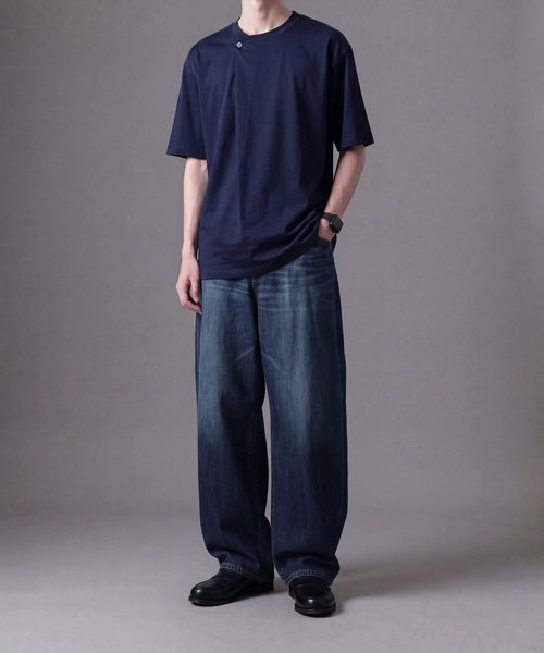tシャツ DRAPE ROUND-NECK T-SHIRT メンズの画像