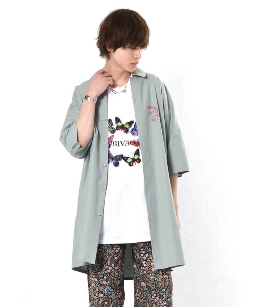 ブラウス シャツ P.GARDEN ロングシャツ レディース メンズ