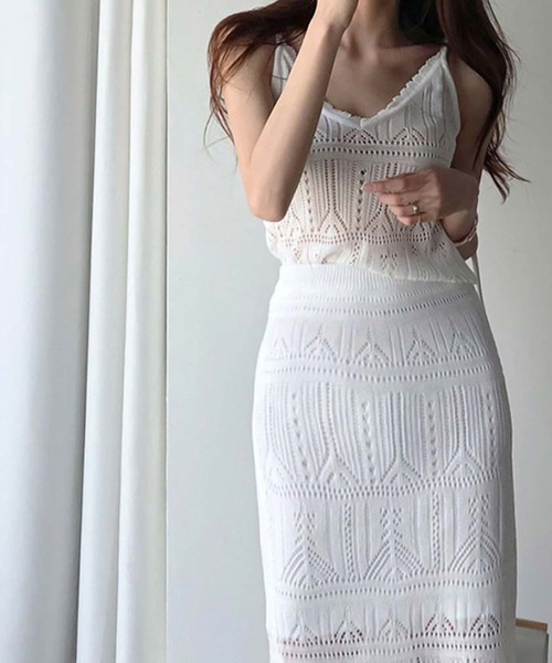 Girly Doll セットアップ 2点セット クロシェニットキャミソール 
