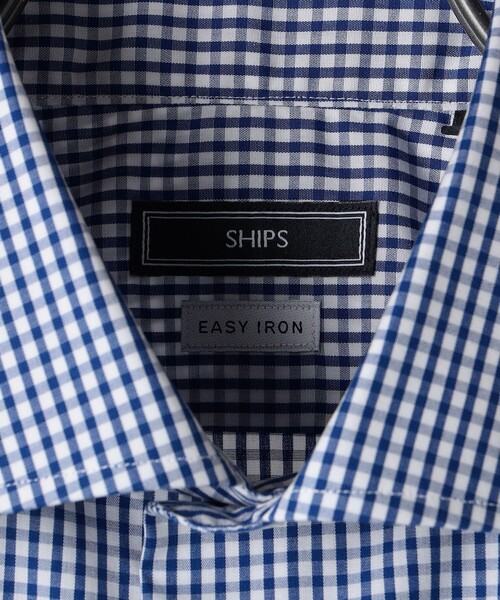 SHIPS シャツ SHIPS: イージーアイロン ギンガムチェック ワイド