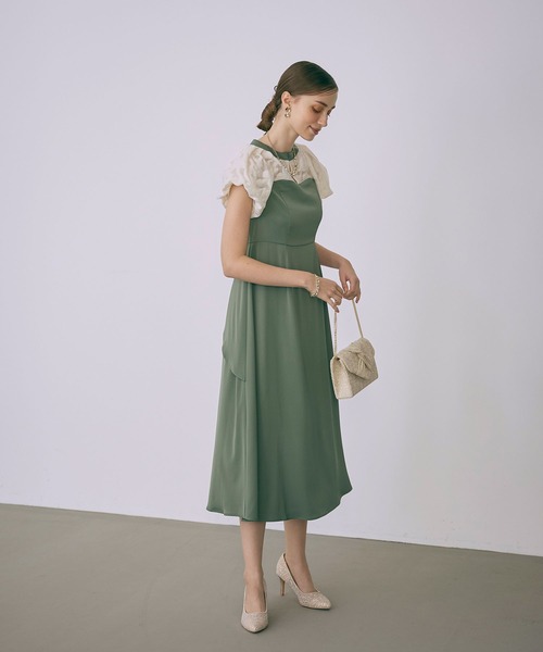 美品　結婚式 パーティードレス パフスリーブ　袖あり　Dorry Doll Dorry Doll ドレス フラワーレースパフスリーブドレス