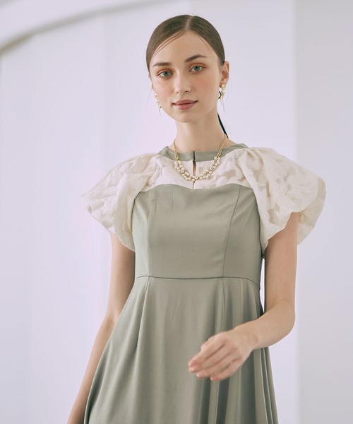 美品　結婚式 パーティードレス パフスリーブ　袖あり　Dorry Doll Dorry Doll ドレス フラワーレースパフスリーブドレス
