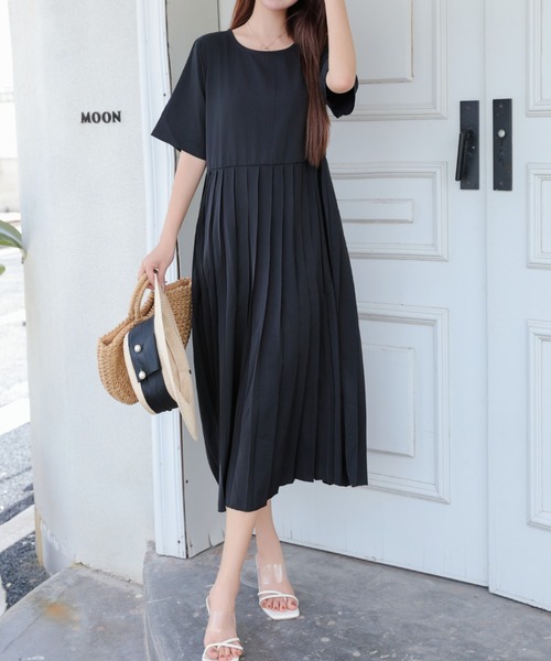 deux amour ワンピース プリーツ切り替え半袖ワンピース : ZOZOTOWN