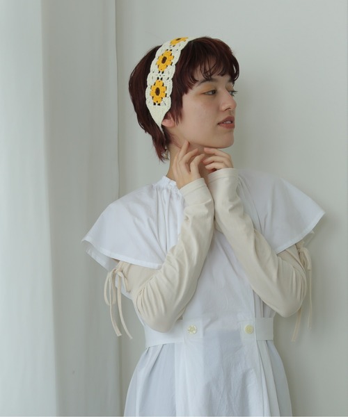 emesuelee ヘアバンド かぎ編み フラワー バブーシュカ ヘッド