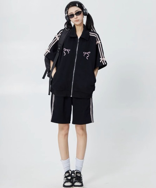tシャツ A'GEM/9 × .kom 「.KOM/ドットケーオーエム」 リボンライントップス(1) レディース A'GEM/9 × .kom 『.KOM/ドットケーオーエム』 リボンライン
