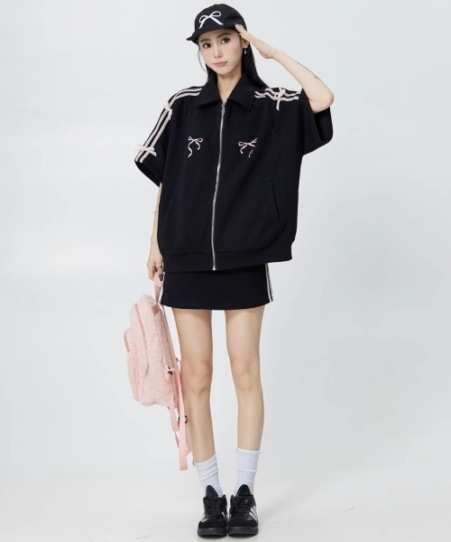tシャツ A'GEM/9 × .kom 「.KOM/ドットケーオーエム」 リボンライントップス(1) レディース KOM tシャツ A'GEM/9 × .kom 「.KOM/ドットケーオーエム