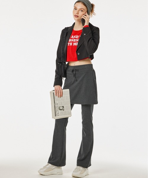 FOREVER21 パンツ 「2024FW」レイヤードカットフレアパンツ