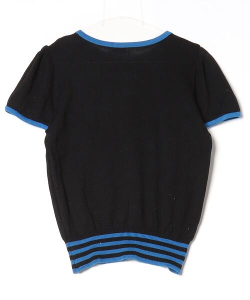 「Yves Saint Laurent」 ワンポイント半袖ニット M ブラック レディース
