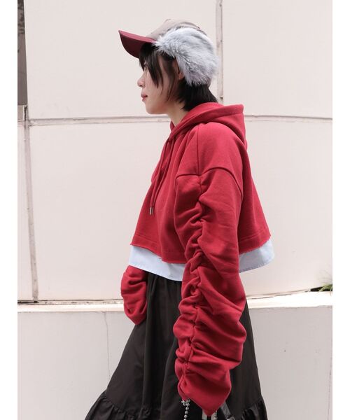 jouetie（ジュエティ） パーカー レイヤードショートフーディ