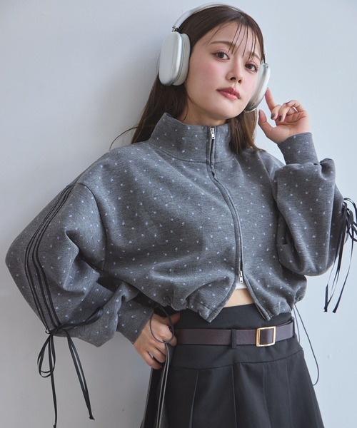 one after another NICE CLAUP スウェット 袖リボントラックジャケット