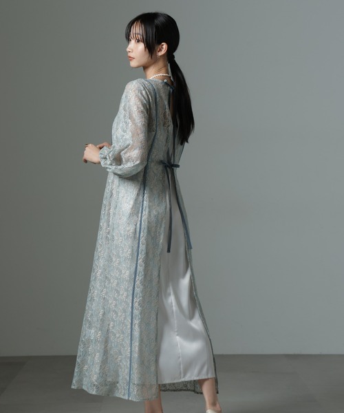 kaene ワンピース kaene/パイピングレースエプロンドレス
