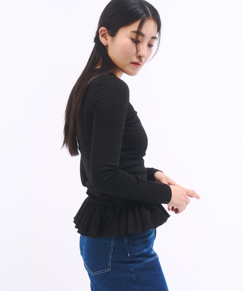 NONTOKYO pleats frill ロング　Tシャツ　ロンT ブラック NONTOKYO pleats frill ロング Tシャツ ロンT ブラック - メルカリ