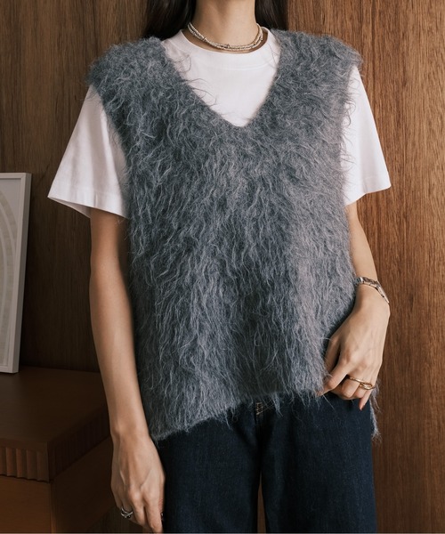 ベスト ジレ KEGAKI VNECK KNIT VEST （ケガキベスト） レディース