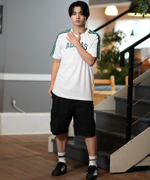 adidas/アディダス 半袖Tee/半袖Tシャツ スリーストライプ 吸汗