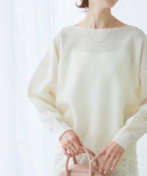 ニット セーター スポンジッシュC/Nプルオーバー レディース HUG.U ニット チクチクしない レディース トップス スポンジ