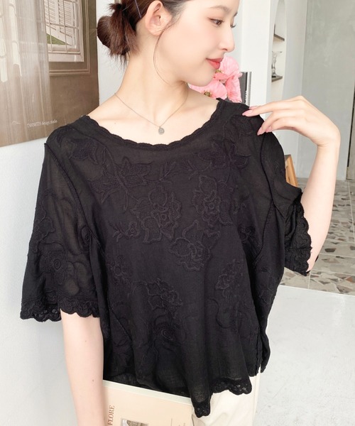 Na.e スムースシリーズ　ブラウス　ブラック　半袖Smooth Blouse Na.e スムースシリーズ ブラウス ブラック 半袖Smooth Blouse 袖
