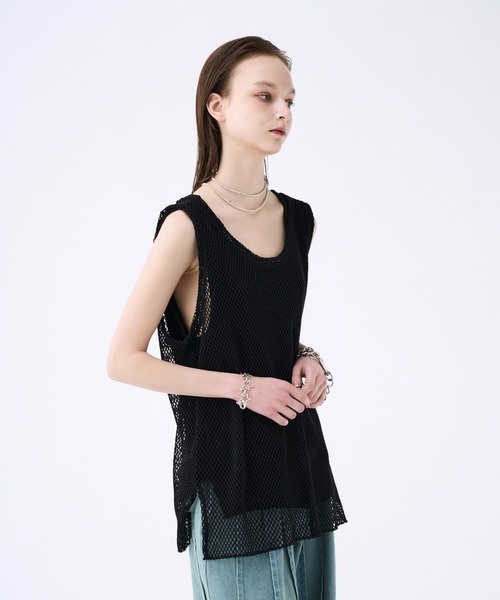 トップス BLACKBIRD24ss Mesh Tank Top □BLACKBIRD tank top (black) 軽やかな印象のメッシュタンク