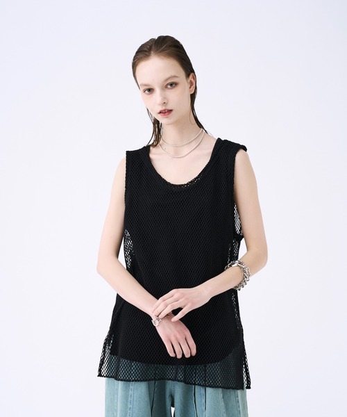 supplier サプライヤー メッシュタンクトップ タンクトップ Mesh layered tank top / メッシュレイヤード